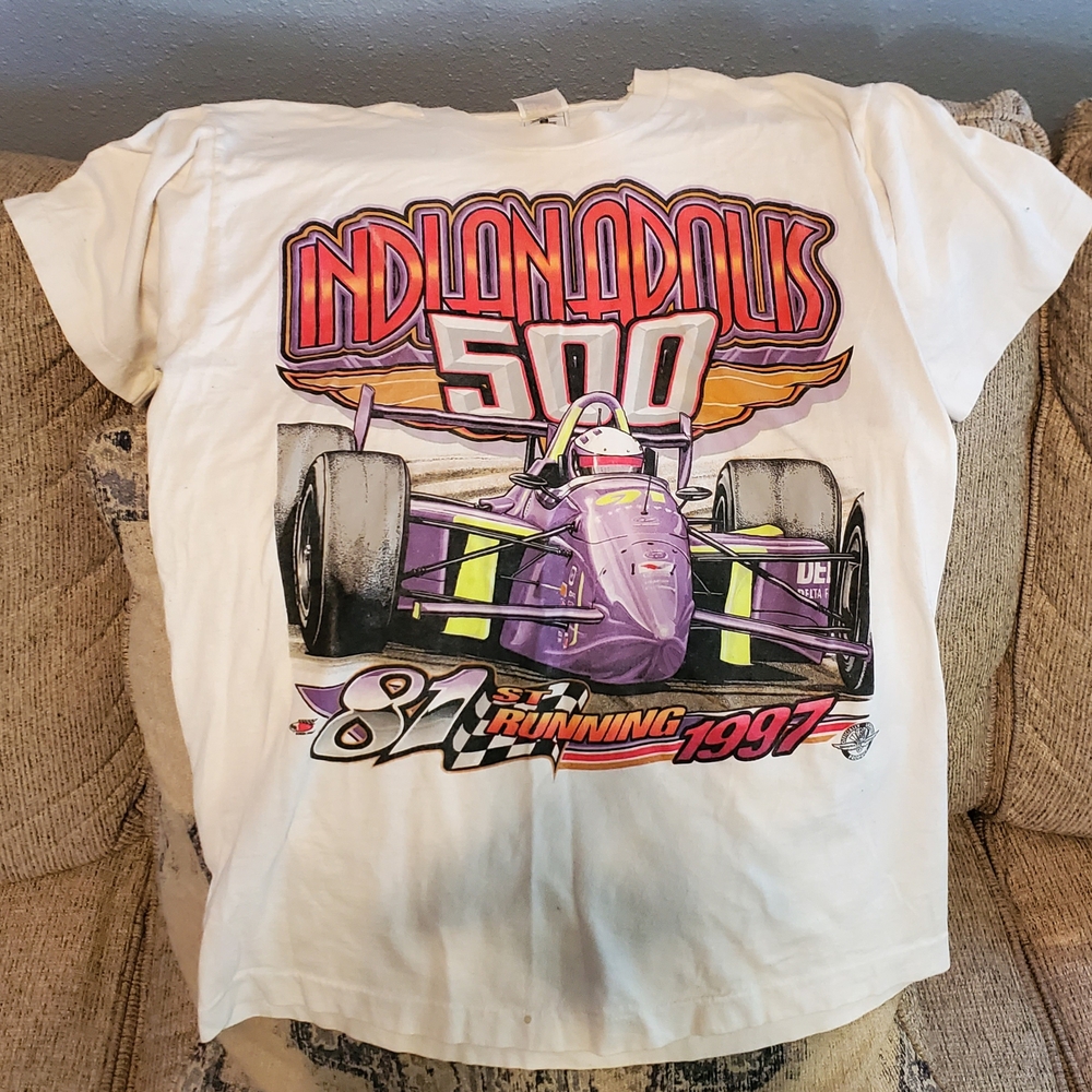 Vintage Fruit of the Loom White Indianapolis 500 T-Shirt